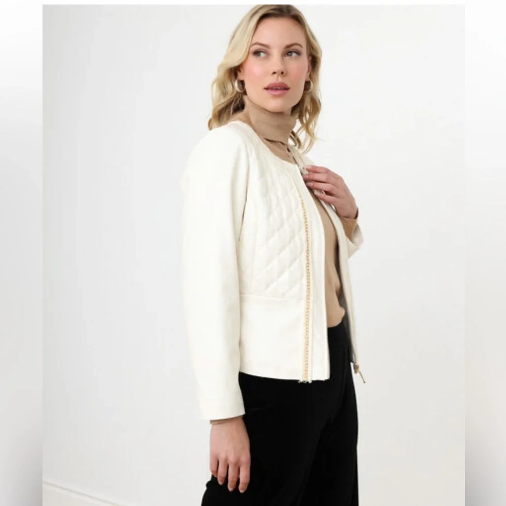 Cleo NWT Quilted Vegan Leather French Jacket size MP. - Picture 5 of 13